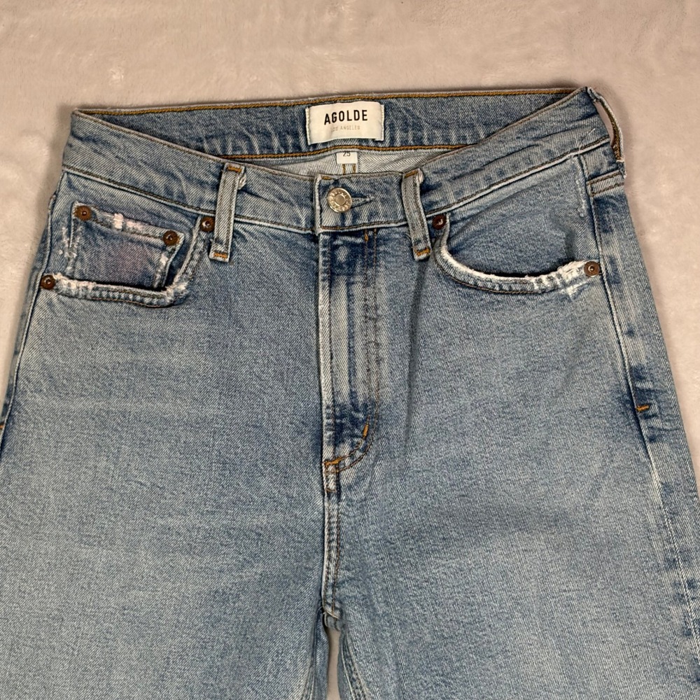 AGOLDE Los Angeles Wilder Jeans Womens 25 High Rise Straight Leg Light Wash - Picture 3 of 13